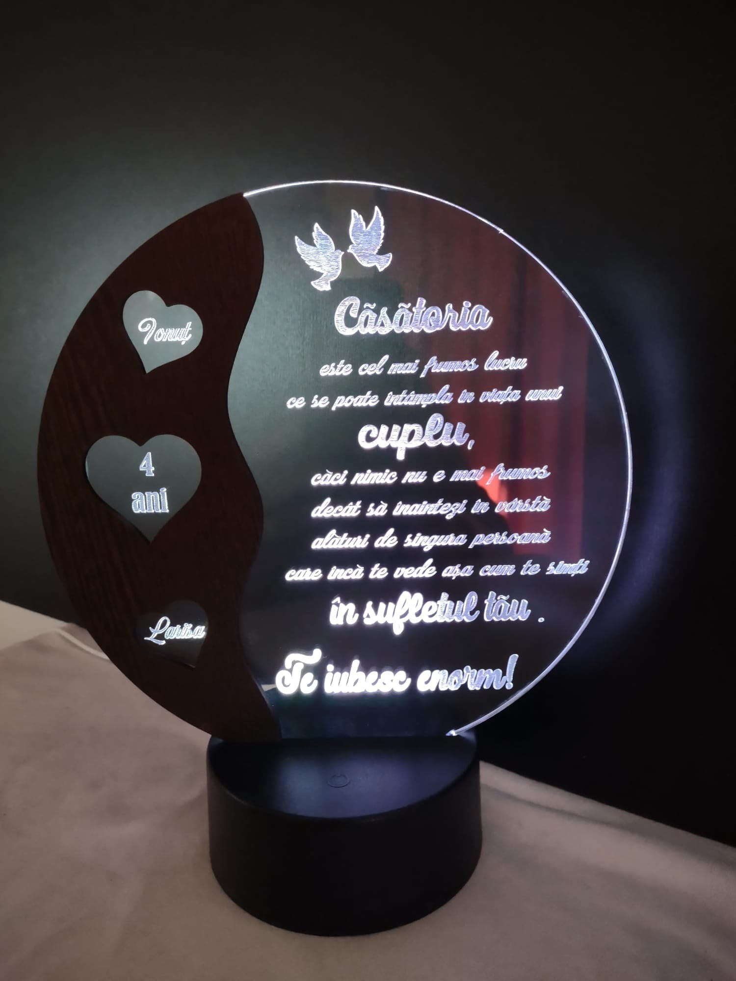 Lampa trofeu acril "Casatoria" - imagine 9