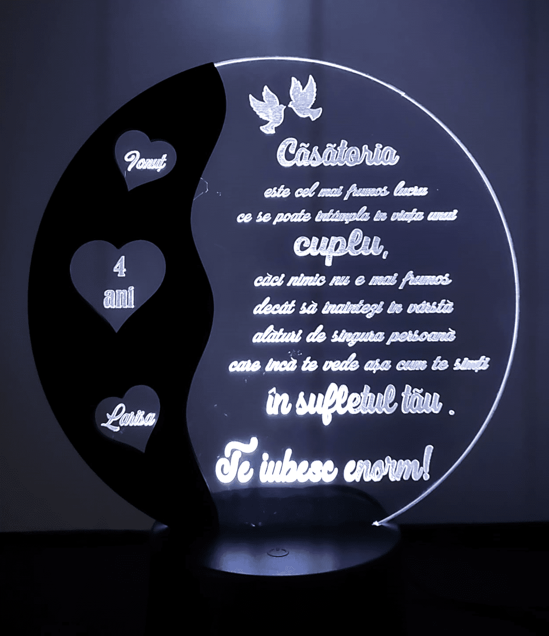 Lampa trofeu acril "Casatoria" - imagine 6