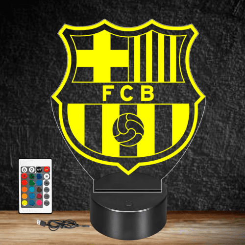 Lampa trofeu din acril cu LED multicolor - FC Barcelona, fotbal club, efect 3D, telecomanda, touch - imagine 5