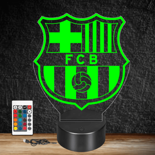 Lampa trofeu din acril cu LED multicolor - FC Barcelona, fotbal club, efect 3D, telecomanda, touch - imagine 6