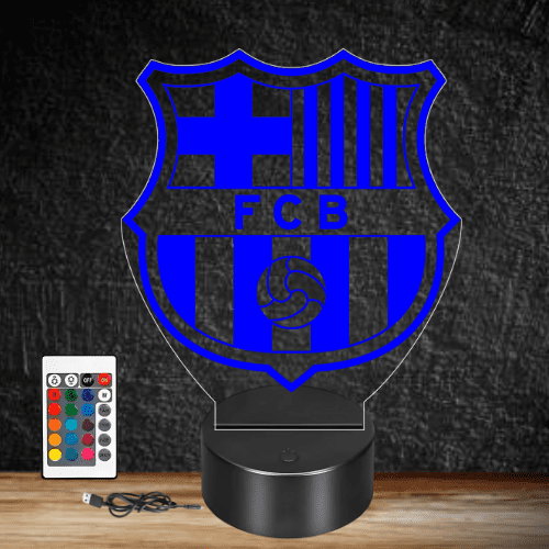 Lampa trofeu din acril cu LED multicolor - FC Barcelona, fotbal club, efect 3D, telecomanda, touch - imagine 7