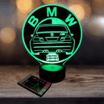 Lampa trofeu din acril cu LED multicolor - BMW, auto, multicolor, efect 3D, telecomanda, touch